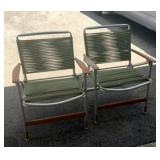 (2) VINTAGE LAWN CHAIRS W/ WOOD ARMREST