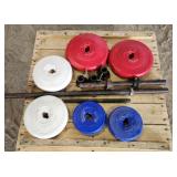 WEIGHT BAR & (3) SETS OF WEIGHTS