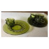 (4) INDIANA GLASS THUMBPRINT SNACK SETS