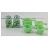 JADEITE GREEN MEASURING CUPS & SHAKER SET