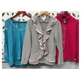 (2) ZIP UP SWEATSHIRT JACKETS, (1) TOP
