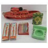 FISH TANK SHIPWRECK & VINTAGE SHAVING ITEMS