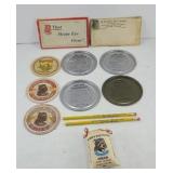 SLEEPY EYE CARDS, COASTERS, TIN LIDS, BAG & MORE