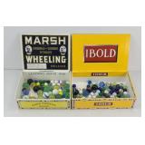 (2) CIGAR BOXES W/ MARBLES & SHOOTERS