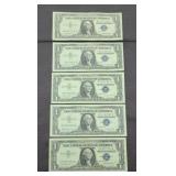 (5) $1 SILVER CERTIFICATES 1957
