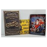 (3) METAL HARLEY DAVIDSON SIGNS