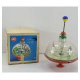 VINTAGE SPINNING TIN TOP TOY W/ ORIGINAL BOX