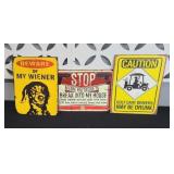 (3) METAL MAN CAVE SIGNS