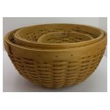 (3) ROUND NESTING LONGABERGER BOWLS, NICE