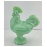 JADEITE GREEN ROOSTER ON NEST