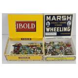 (2) CIGAR BOXES OF COSTUME JEWELRY PARTS