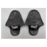 (2) CAST IRON HARLEY DAVIDSON BOTTLE OPENERS