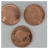(3) COPPER ROUNDS, 1 OUNCE