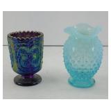 FENTON TOOTHPICK HOLDER & UNMARKED VASE