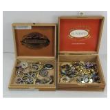 (2) CIGAR BOXES OF COSTUME JEWELRY