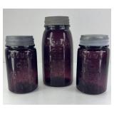 (3) AMETHYST MASON CANNING JARS REPRODUCTIONS