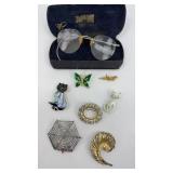 PIN ON JEWELRY & VINTAGE SPECTACLES