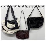 (3)  ITALIAN PURSES, LEATHER, FUR & EEL SKIN