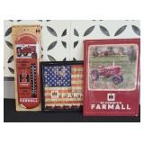 (3) FARMALL METAL SIGNS, ONE THERMOMETER