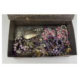 JEWELRY PARTS & PIECES IN VINTAGE CANDY BOX