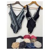 (2) SWIMSUITS, SIZE 14 & 16 & (10) BRAS, SIZE 36