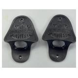 (2) CAST IRON HARLEY DAVIDSON BOTTLE OPENERS