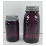 (2) MASON JAR REPLICAS, AMETHYST