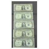 (5) $1 SILVER CERTIFICATES, 1957