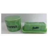 JADEITE GREEN COFFEE & BUTTER DISH