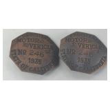 (2) CALIFORNIA METAL LICENSE BADGES