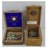 (2) CIGAR BOXES OF COSTUME JEWELRY