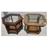 (2) GLASS TOP SIDE TABLES