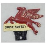 MOBIL GAS METAL LICENSE PLATE BADGE