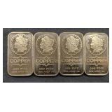 (4) 1 OUNCE COPPER BARS