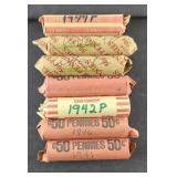 (7) ROLLS OF WHEAT PENNIES, MIXED DATES