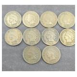 (10) INDIAN HEAD PENNIES W/ CLEAR DATES