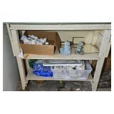 CROCK SHELF W/ SHELL COLLECTION (ALT LOC)