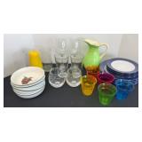 VARIETY OF DISHES & CUPS & GLASSES