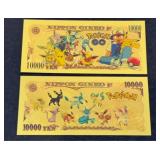 (2) POKEMON GOLD FOIL FANTASY BILLS