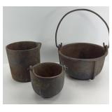 (3) CAST IRON SMELTING POTS