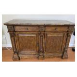 ORNATE HEAVY MARBLE TOP BUFFET