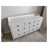 WHITE 7 DRAWER LOWBOY DRESSER