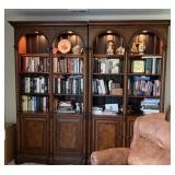 (2) ORNATE LIGHTED HEAVY BOOKCASE W/ STORAGE
