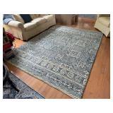 LARGE BLUE & CREME DECORATIVE AREA RUG