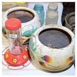 (2) PLANTERS & BIRD FEEDER