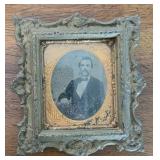 TIN TYPE PHOTO IN BRASS FRAME