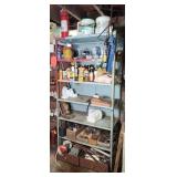 SHELF W/ HARDWARE, LIGHT BULBS, & SCRAP