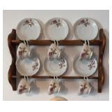 CUP & SAUCERS W/ DISPLAY RACK