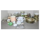 ORIENTAL TEA CUPS & ASSTD GLASSWARE