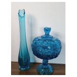 MOON & STARS COVERED CANDY & ART GLASS VASE